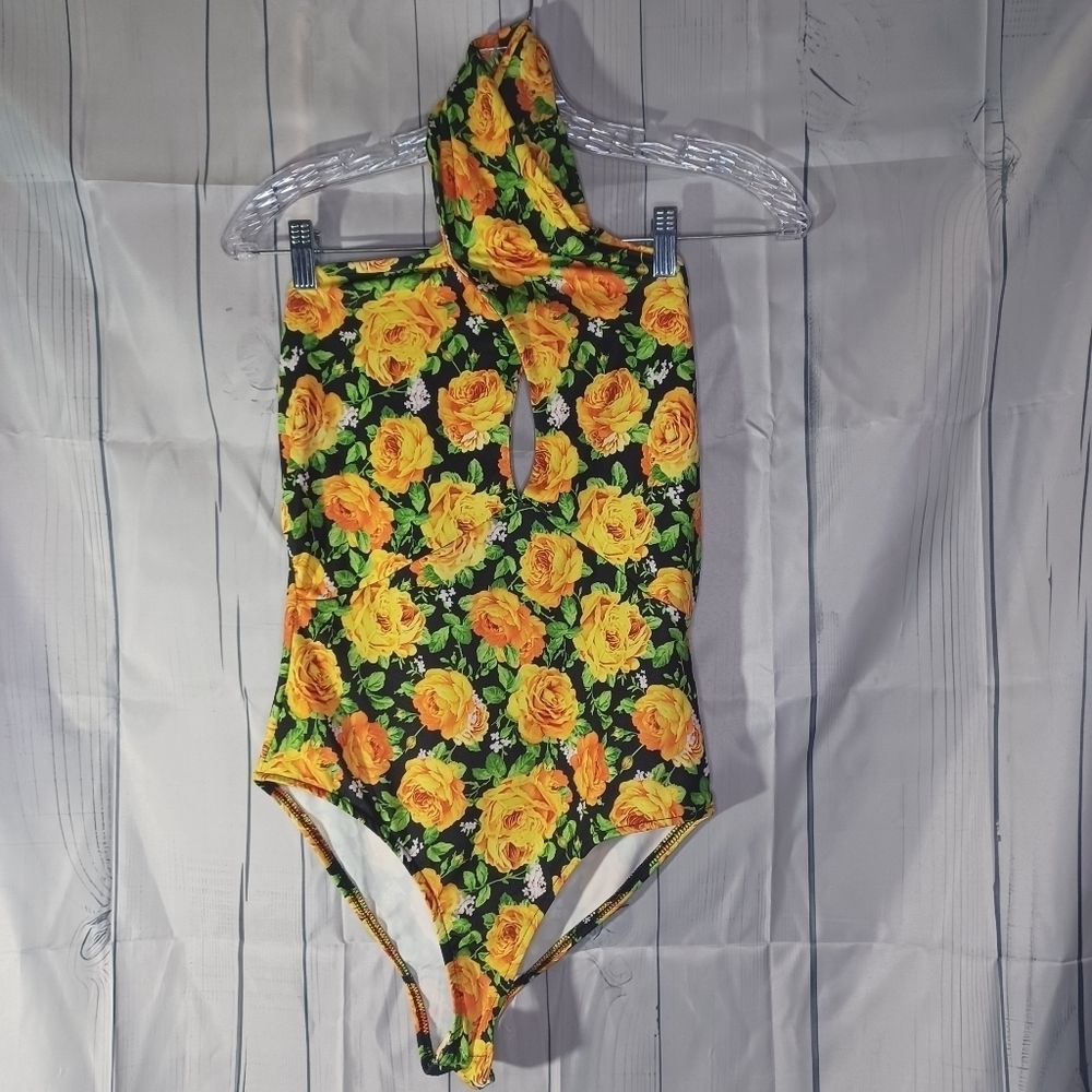 Zara halter style floral boho festival open back bodysuit NWT